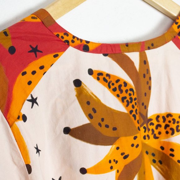 Farm Rio Creme & Brown Banana Puff Sleeve Dress - Picture 9 of 13